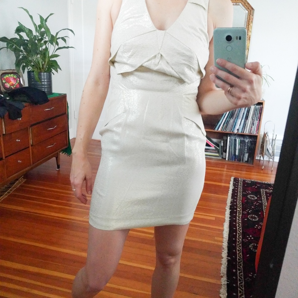 Topshop Cream & Gold Racerback Dress